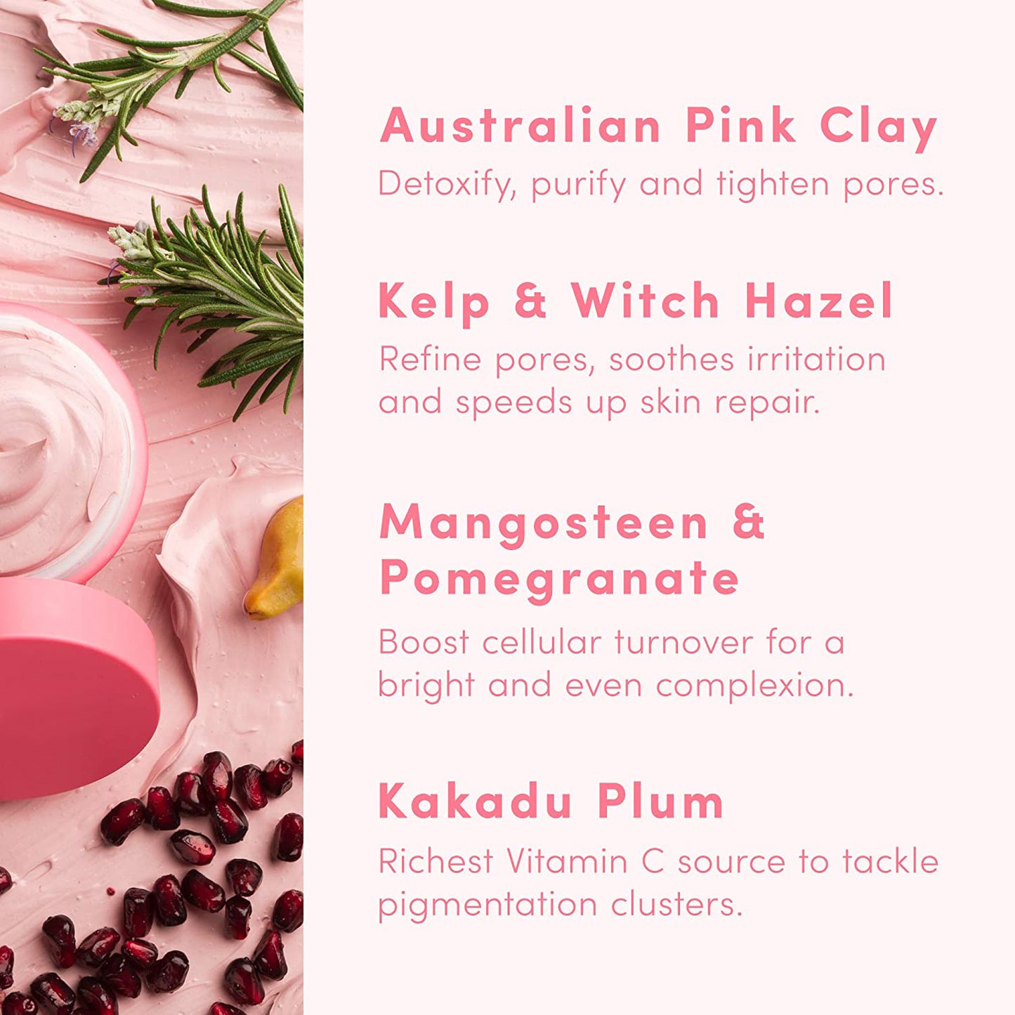 Omen Skin - Detox Darling Australian Pink Clay Mask with Aloe, Detox Face Mask, Clay